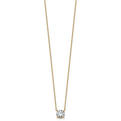 14k 1 1/2 carat Lab Grown Diamond VS+ F+ Round Complete Four Prong 18 inch Solitaire Necklace