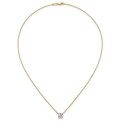 14k 1 1/2 carat Lab Grown Diamond VS+ F+ Round Complete Four Prong 18 inch Solitaire Necklace