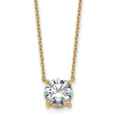 14k 1 1/2 carat Lab Grown Diamond VS+ F+ Round Complete Four Prong 18 inch Solitaire Necklace