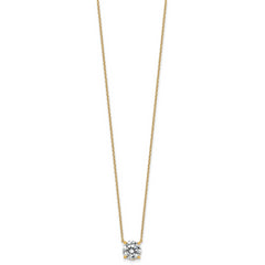 14k 2 carat Lab Grown Diamond VS+ F+ Round Complete Four Prong 18 inch Solitaire Necklace