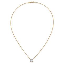 14k 2 carat Lab Grown Diamond VS+ F+ Round Complete Four Prong 18 inch Solitaire Necklace