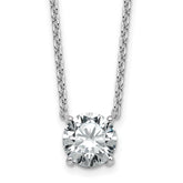 14k White Gold 2 1/2 carat Lab Grown Diamond VS/SI+ G+ Round Complete Four Prong 18 inch Solitaire Necklace