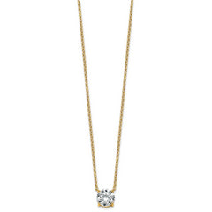 14k 3 carat Certified Lab Grown Diamond VS+ F+ Round Complete Four Prong 18 inch Solitaire Necklace