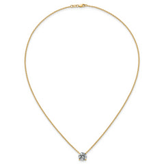 14k 3 carat Lab Grown Diamond VS+ F+ Round Complete Four Prong 18 inch Solitaire Necklace