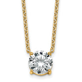 14k 3 carat Certified Lab Grown Diamond VS+ F+ Round Complete Four Prong 18 inch Solitaire Necklace