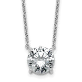 14k White Gold 3 1/2 carat Lab Grown Diamond VS/SI+ G+ Round Complete Four Prong 18 inch Solitaire Necklace