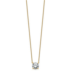 14k 3 1/2 carat Lab Grown Diamond VS+ F+ Round Complete Four Prong 18 inch Solitaire Necklace