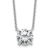 14k White Gold 4 carat Lab Grown Diamond VS/SI+ G+ Round Complete Four Prong 18 inch Solitaire Necklace