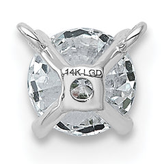 14k White Gold 1/2 carat Lab Grown Diamond VS+ F+ Round Complete Four Prong Chain Slide Pendant