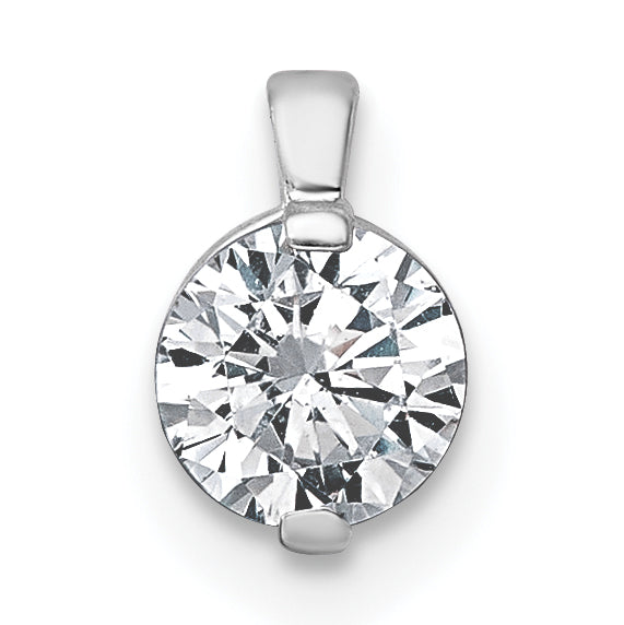 14k White Gold 1/2 carat Lab Grown Diamond VS+ F+ Round Complete Bezel Set Chain Slide Pendant