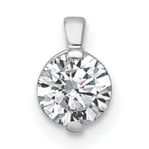 14k White Gold 1/2 carat Lab Grown Diamond VS+ F+ Round Complete Bezel Set Chain Slide Pendant