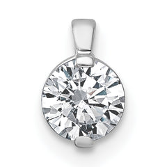 14k White Gold 1/2 carat Lab Grown Diamond VS+ F+ Round Complete Bezel Set Chain Slide Pendant
