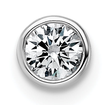 14k White Gold 1/4 carat Lab Grown Diamond VS+ F+ Round Complete Bezel Set Chain Slide Pendant