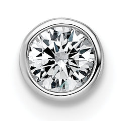 14k White Gold 1/4 carat Lab Grown Diamond VS+ F+ Round Complete Bezel Set Chain Slide Pendant