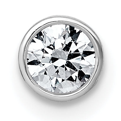 14k White Gold 1/3 carat Lab Grown Diamond VS+ F+ Round Complete Bezel Set Chain Slide Pendant