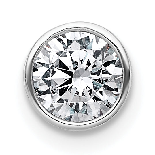14k White Gold 3/8 carat Lab Grown Diamond VS+ F+ Round Complete Bezel Set Chain Slide Pendant