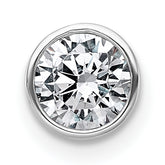 14k White Gold 3/8 carat Lab Grown Diamond VS+ F+ Round Complete Bezel Set Chain Slide Pendant