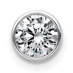 14k White Gold 3/8 carat Lab Grown Diamond VS+ F+ Round Complete Bezel Set Chain Slide Pendant