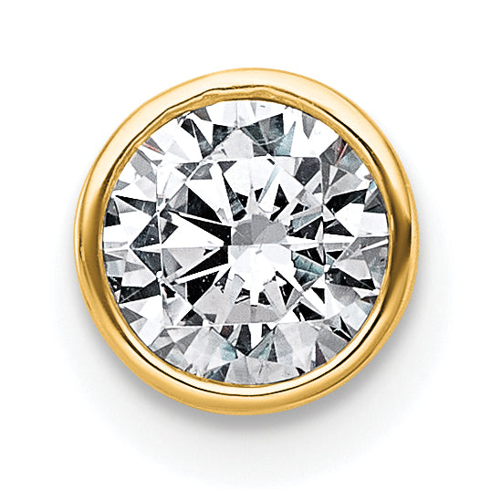 14k 3/8 carat Lab Grown Diamond VS+ F+ Round Complete Bezel Set Chain Slide Pendant