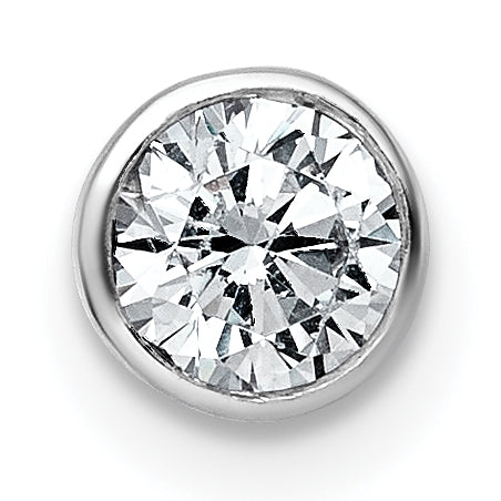 14k White Gold 1/2 carat Lab Grown Diamond VS+ F+ Round Complete Bezel Set Chain Slide Pendant