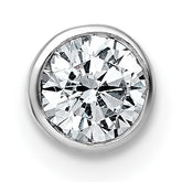 14k White Gold 1/2 carat Lab Grown Diamond VS+ F+ Round Complete Bezel Set Chain Slide Pendant