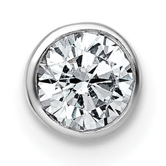 14k White Gold 1/2 carat Lab Grown Diamond VS+ F+ Round Complete Bezel Set Chain Slide Pendant