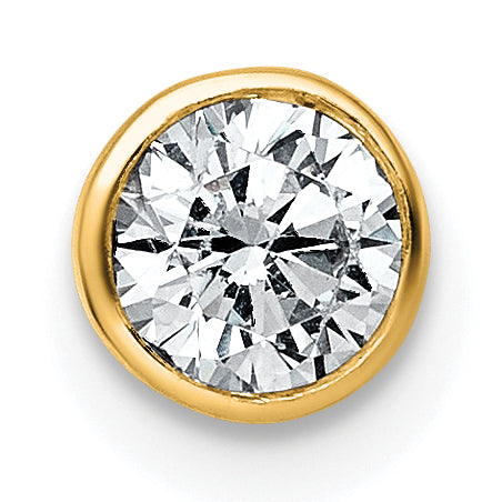 14k 1/2 carat Lab Grown Diamond VS+ F+ Round Complete Bezel Set Chain Slide Pendant