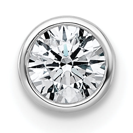 14k White Gold 5/8 carat Lab Grown Diamond VS+ F+ Round Complete Bezel Set Chain Slide Pendant