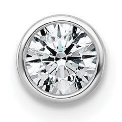 14k White Gold 5/8 carat Lab Grown Diamond VS+ F+ Round Complete Bezel Set Chain Slide Pendant