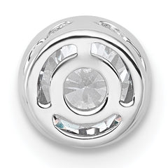 14k White Gold 3/4 carat Lab Grown Diamond VS+ F+ Round Complete Bezel Set Chain Slide Pendant