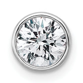 14k White Gold 3/4 carat Lab Grown Diamond VS+ F+ Round Complete Bezel Set Chain Slide Pendant