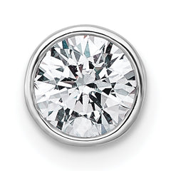 14k White Gold 3/4 carat Lab Grown Diamond VS+ F+ Round Complete Bezel Set Chain Slide Pendant