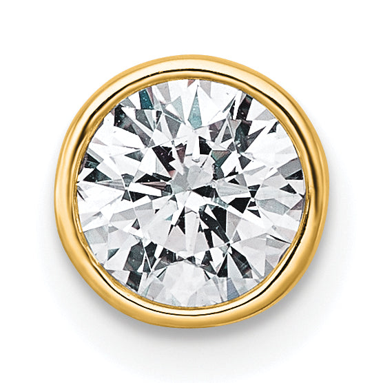 14k 3/4 carat Lab Grown Diamond VS+ F+ Round Complete Bezel Set Chain Slide Pendant