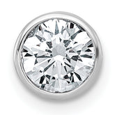 14k White Gold 1 carat Certified Grown Diamond VS+ F+ Round Complete Bezel Set Chain Slide Pendant