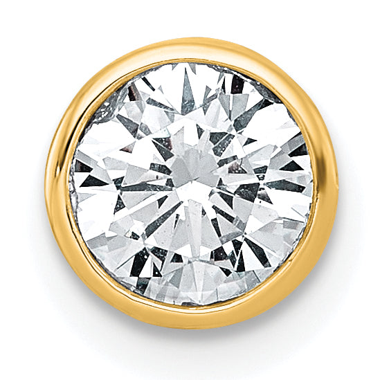 14k 1 carat Lab Grown Diamond VS+ F+ Round Complete Bezel Set Chain Slide Pendant