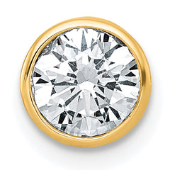 14k 1 carat Lab Grown Diamond VS+ F+ Round Complete Bezel Set Chain Slide Pendant