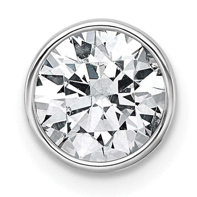14k White Gold 1 1/2 carat Lab Grown Diamond VS+ F+ Round Complete Bezel Set Chain Slide Pendant