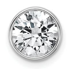 14k White Gold 1 1/2 carat Certified Grown Diamond VS+ F+ Round Complete Bezel Set Chain Slide Pendant