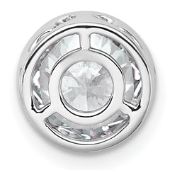 14k White Gold 2 carat Lab Grown Diamond VS+ F+ Round Complete Bezel Set Chain Slide Pendant