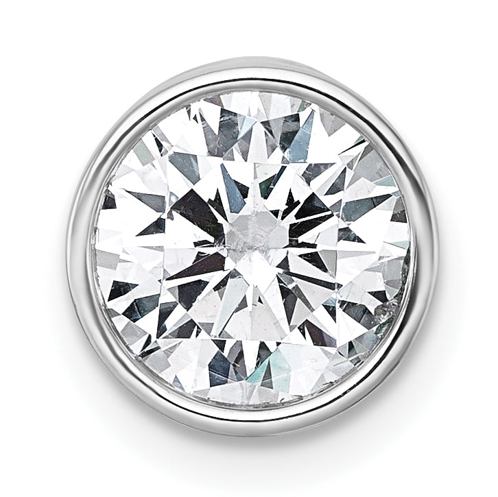 14k White Gold 2 carat Lab Grown Diamond VS+ F+ Round Complete Bezel Set Chain Slide Pendant