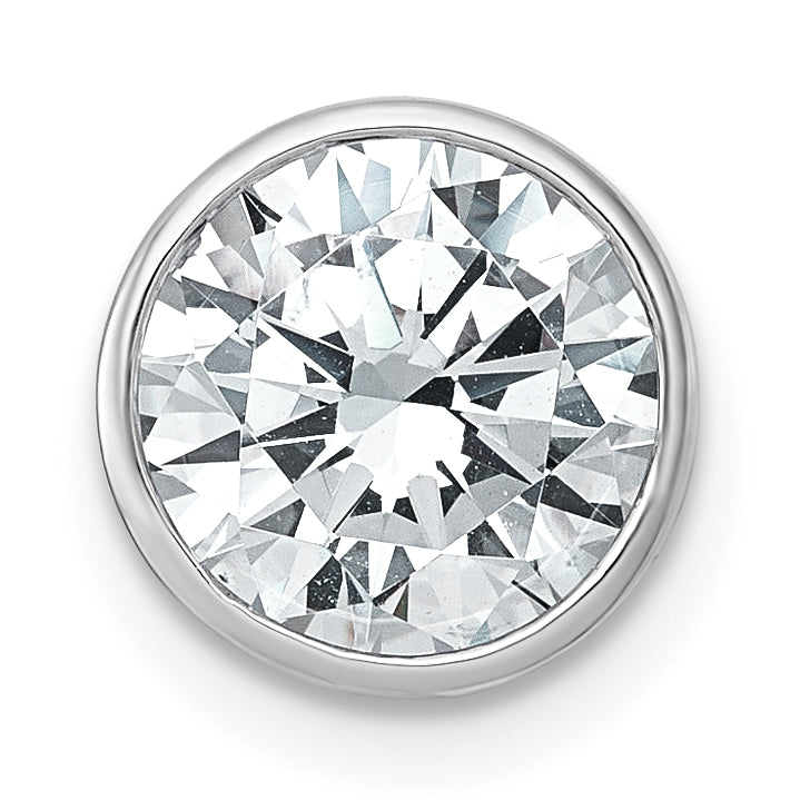 14k White Gold 2 1/2 carat Certified Grown Diamond VS+ F+ Round Complete Bezel Set Chain Slide Pendant