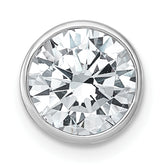14k White Gold 2 1/2 carat Certified Grown Diamond VS+ F+ Round Complete Bezel Set Chain Slide Pendant
