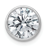 14k White Gold 3 carat Lab Grown Diamond VS+ F+ Round Complete Bezel Set Chain Slide Pendant