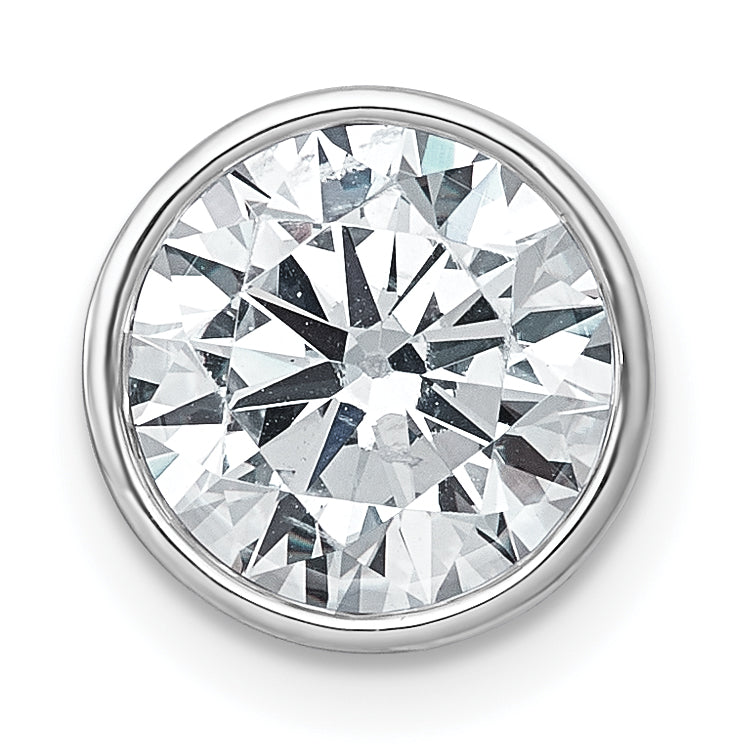 14k White Gold 3 carat Certified Grown Diamond VS+ F+ Round Complete Bezel Set Chain Slide Pendant