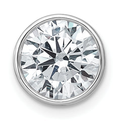 14k White Gold 3 carat Certified Grown Diamond VS+ F+ Round Complete Bezel Set Chain Slide Pendant