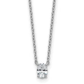 14k White Gold 1/4 carat Lab Grown Diamond VS+ F+ Oval Complete 18 inch Four Prong Pendant Necklace