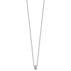 14k White Gold 1/2 carat Lab Grown Diamond VS+ F+ Oval Complete Bezel Set Chain Slide Pendant