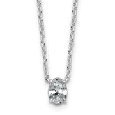 14k White Gold 1/2 carat Lab Grown Diamond VS+ F+ Oval Complete Bezel Set Chain Slide Pendant