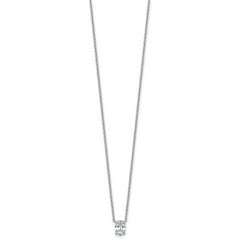 14k White Gold 3/4 carat Lab Grown Diamond VS+ F+ Oval Complete 18 inch Four Prong Pendant Necklace