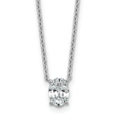 14k White Gold 3/4 carat Lab Grown Diamond VS+ F+ Oval Complete 18 inch Four Prong Pendant Necklace